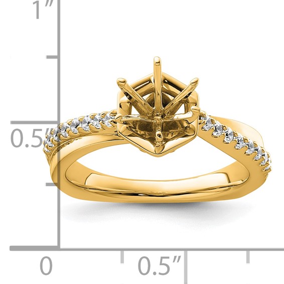 14k Hexagon Semi-Mount Diamond Peg Set Engagement Ring