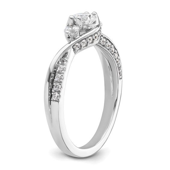 14k White Gold Three Stone Diamond Semi-Mount Including 2-2.5mm Side Stones Engagement Ring