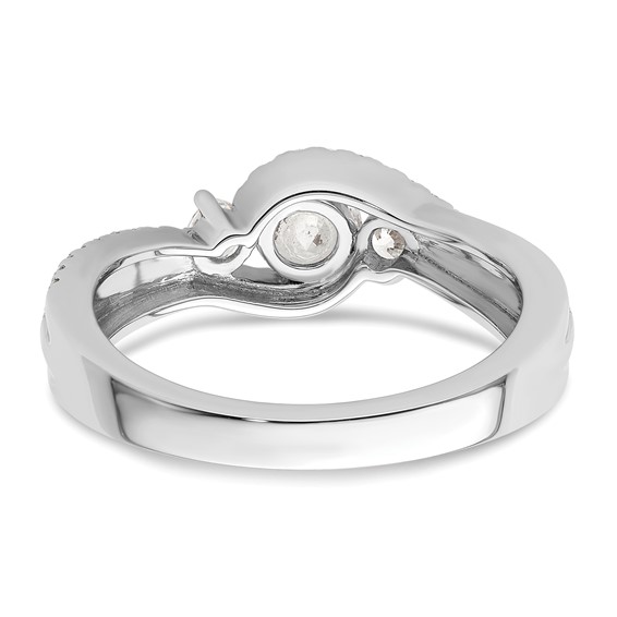 14k White Gold Three Stone ByPass Diamond Semi-Mount Including 2-2.7mm Side Stones Engagement Ring