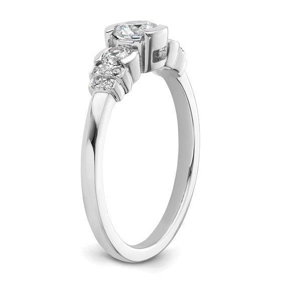 14k White Gold Three Stone Bezel Diamond Semi-Mount Including 2-3.1mm Side Stones Engagement Ring