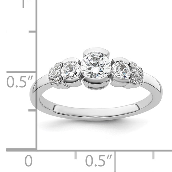 14k White Gold Three Stone Bezel Diamond Semi-Mount Including 2-3.1mm Side Stones Engagement Ring