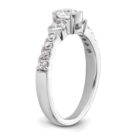 14k White Gold Three Stone Bezel Diamond Semi-Mount Including 2-3.1mm Side Stones Engagement Ring