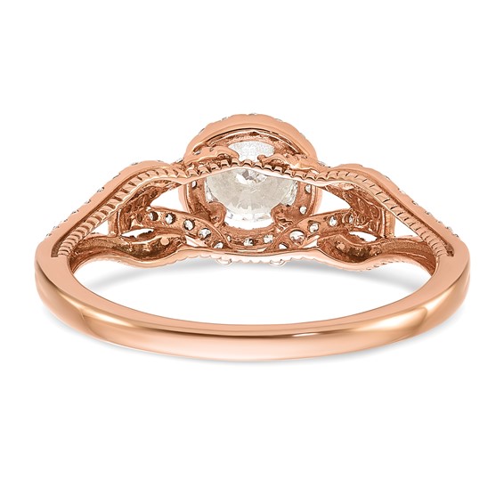 14k Rose Gold Round Halo Diamond Semi-Mount Engagement Ring