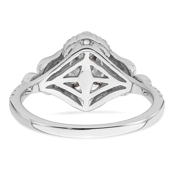 14k White Gold Vintage Oval Halo Diamond Semi-Mount Engagement Ring