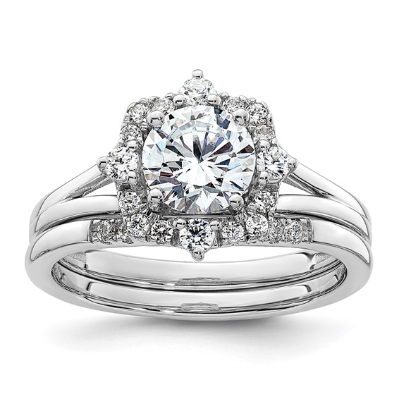 14k White Gold Halo Diamond Semi-Mount Engagement Ring