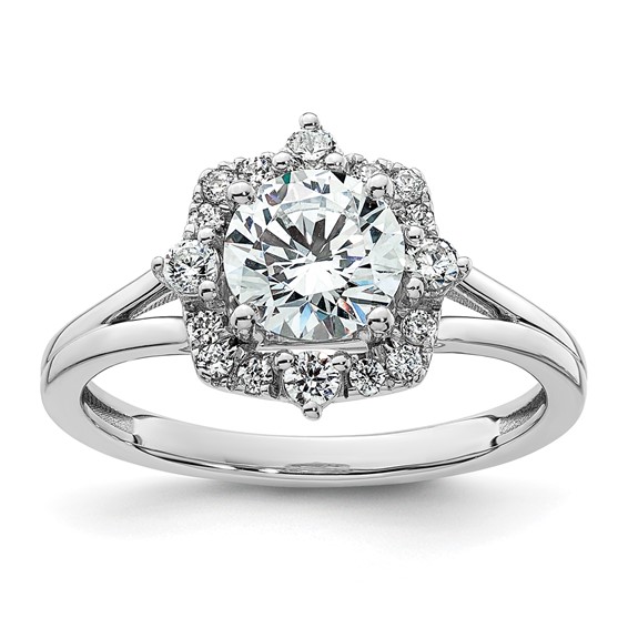 14k White Gold Halo Engagement Ring Mtg, no dias