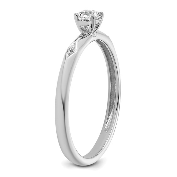14k White Gold Polished Complete Diamond Promise Ring