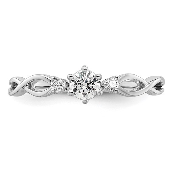 14k White Gold Complete Diamond 3 Stone Infinity Engagement Ring