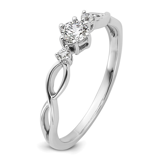 14k White Gold Complete Diamond 3 Stone Infinity Engagement Ring