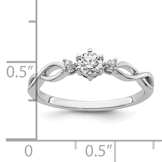 14k White Gold Complete Diamond 3 Stone Infinity Engagement Ring