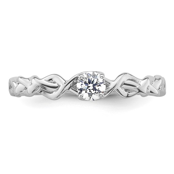 14k White Gold Complete Diamond Braided Design Engagement Ring