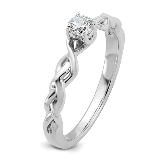 14k White Gold Complete Diamond Braided Design Engagement Ring