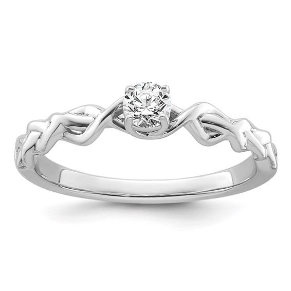 14k White Gold Complete Diamond Braided Design Engagement Ring