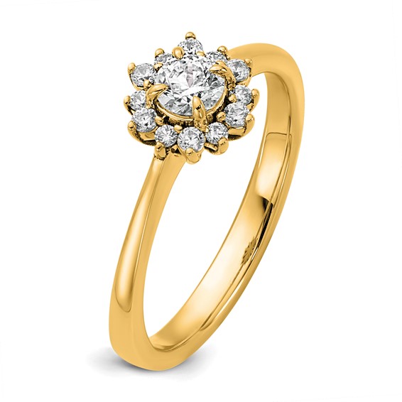 14k Polished Complete Diamond Round Halo Engagement Ring