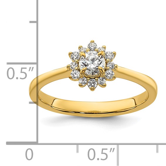 14k Polished Complete Diamond Round Halo Engagement Ring