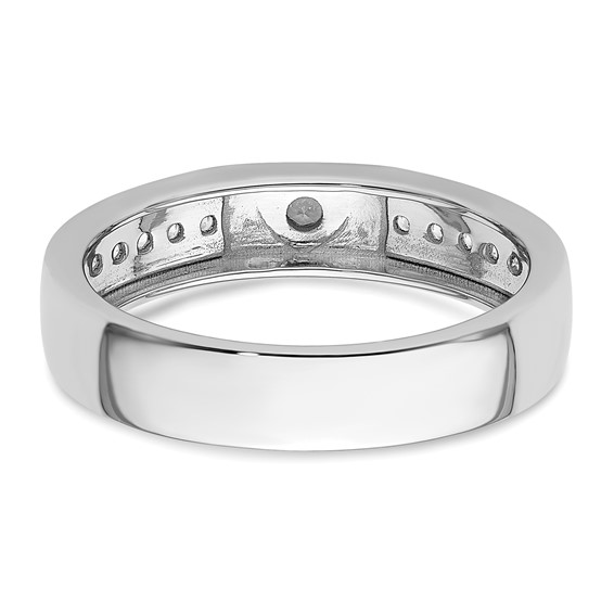 14k White Gold Heart Diamond Mens Complete Wedding Band