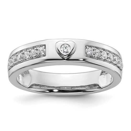 IBGoodman 14K White Gold 0.33 Carat Lab Grown Diamond VS SI+ G+ Complete Men's Heart Band