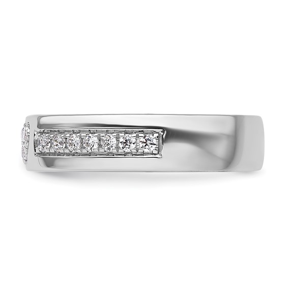14k White Gold Heart Diamond Womens Complete Wedding Band