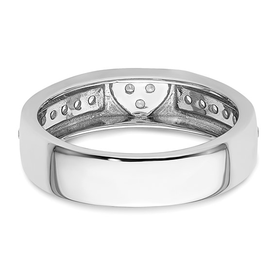 14k White Gold Heart Diamond Womens Complete Wedding Band