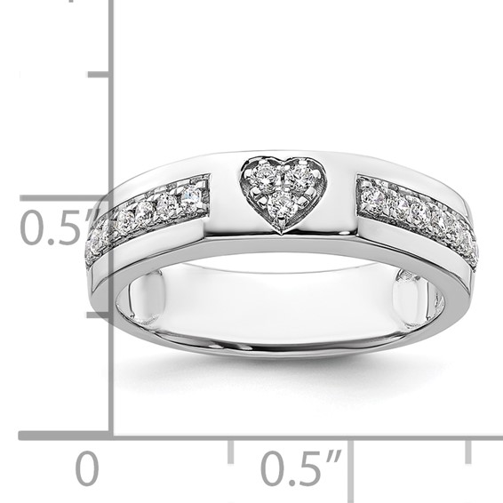 14k White Gold Heart Diamond Womens Complete Wedding Band
