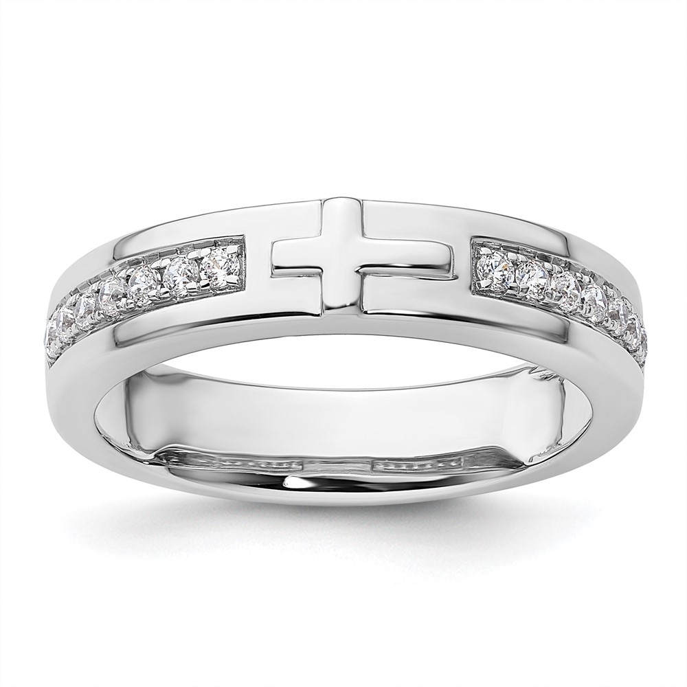IBGoodman 14K White Gold 0.25 Carat Lab Grown Diamond VS SI+ G+ Complete Men's Cross Band