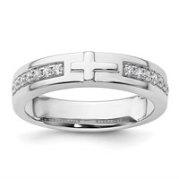 IBGoodman 14K White Gold 0.25 Carat Lab Grown Diamond VS SI+ G+ Complete Men's Cross Band view 1