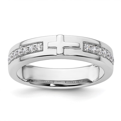 IBGoodman 14K White Gold 0.25 Carat Lab Grown Diamond VS SI+ G+ Complete Men's Cross Band