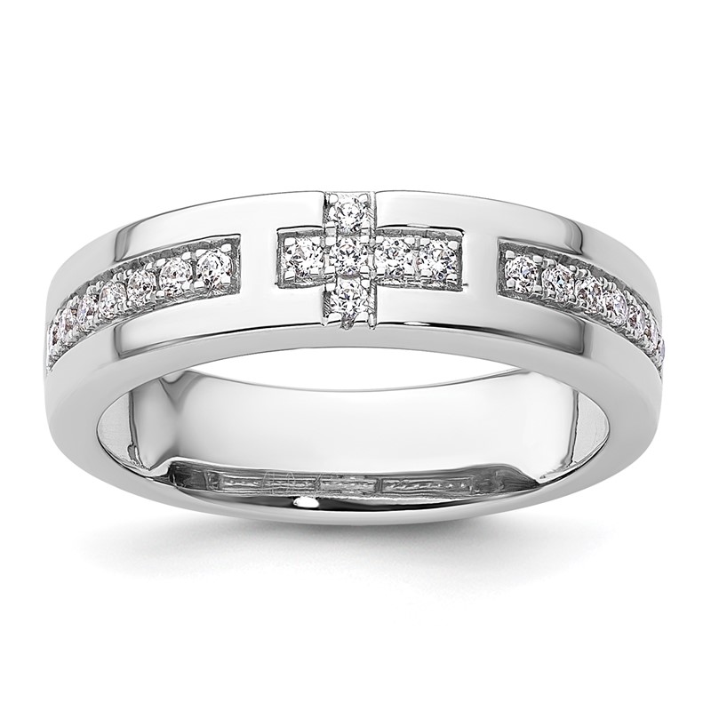 14k White Gold 1/5 carat Lab Grown Diamond VS/SI+ G+ Complete Cross Band