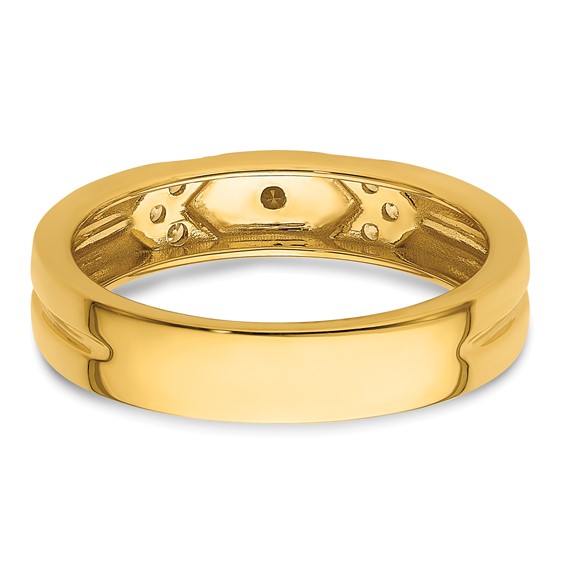 14k Hexagon Diamond Mens Complete Wedding Band