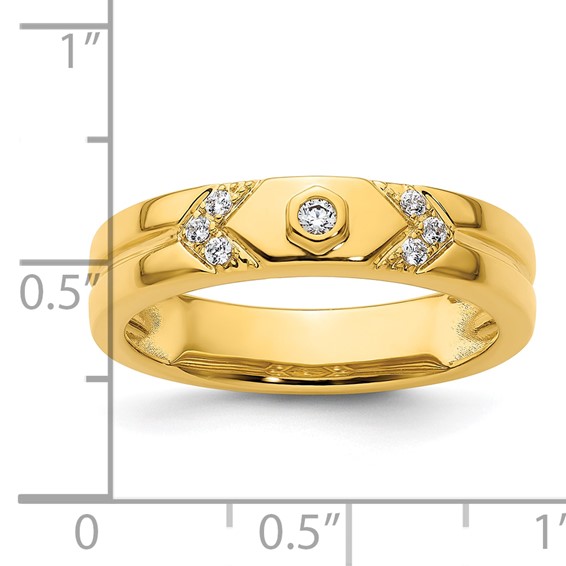 14k Hexagon Diamond Mens Complete Wedding Band