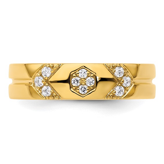 14k Hexagon Diamond Womens Complete Wedding Band