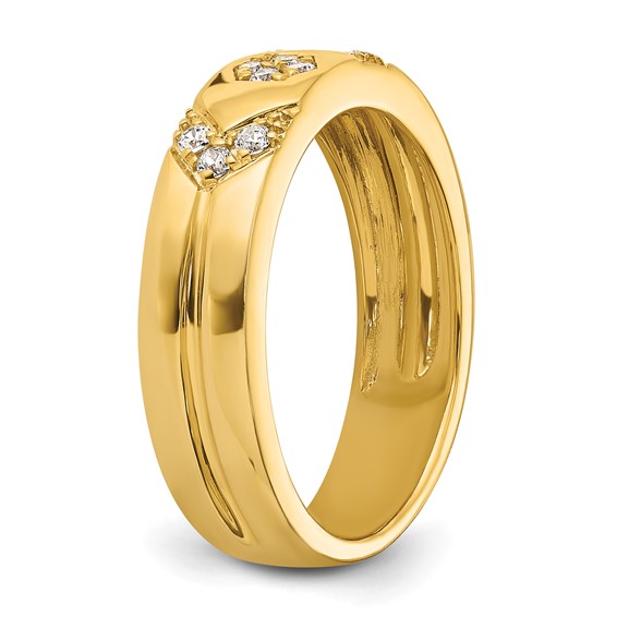 14k Hexagon Diamond Womens Complete Wedding Band