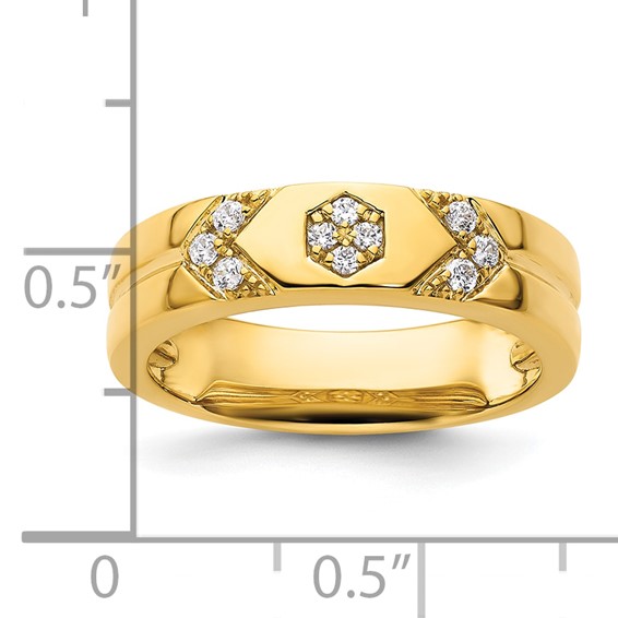 14k Hexagon Diamond Womens Complete Wedding Band