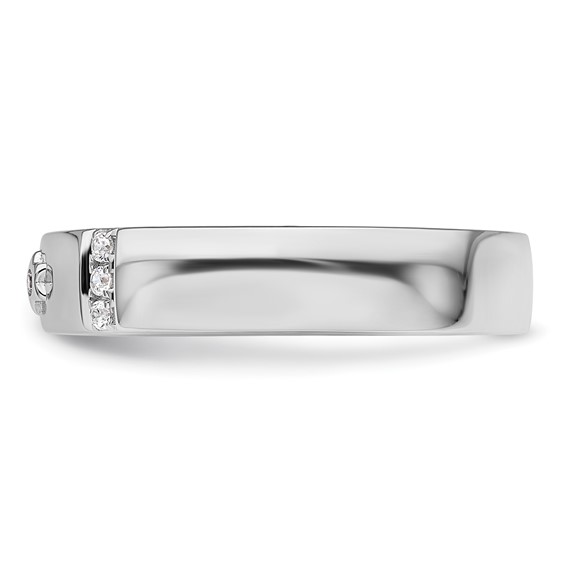 14k White Gold Star of David Diamond Mens Complete Wedding Band