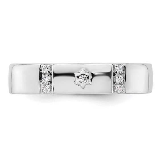 14k White Gold Star of David Diamond Mens Complete Wedding Band
