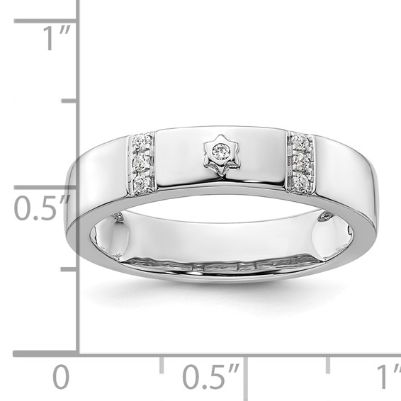 14k White Gold Star of David Diamond Mens Complete Wedding Band