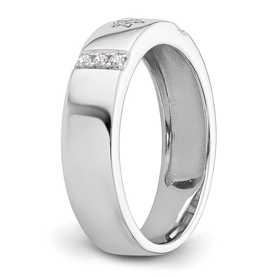 14k White Gold Star of David Diamond Womens Complete Wedding Band