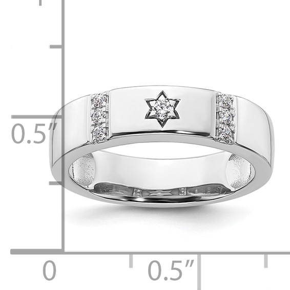 14k White Gold Star of David Diamond Womens Complete Wedding Band