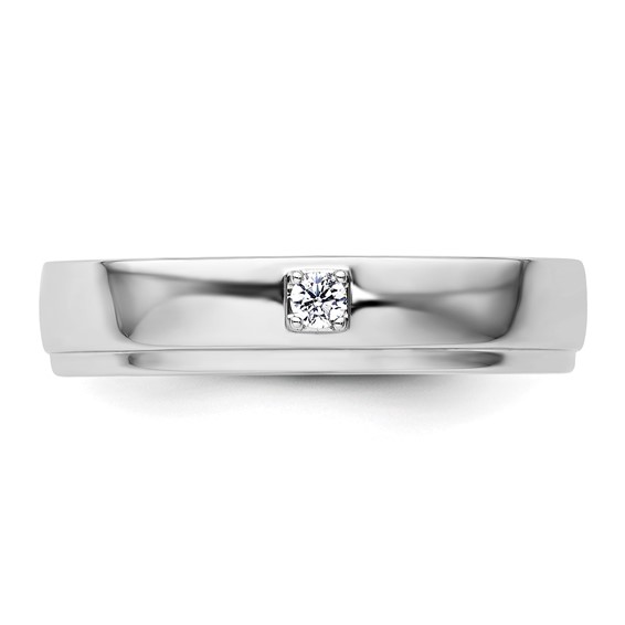 14k White Gold Diamond Mens Complete Wedding Band