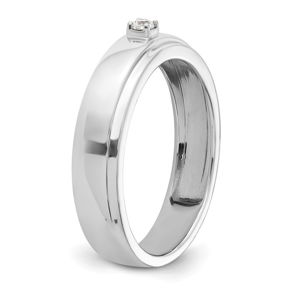 14k White Gold Diamond Mens Complete Wedding Band
