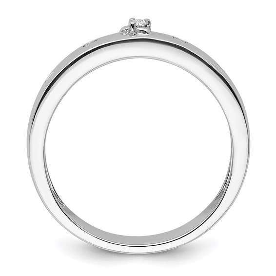 14k White Gold Diamond Mens Complete Wedding Band