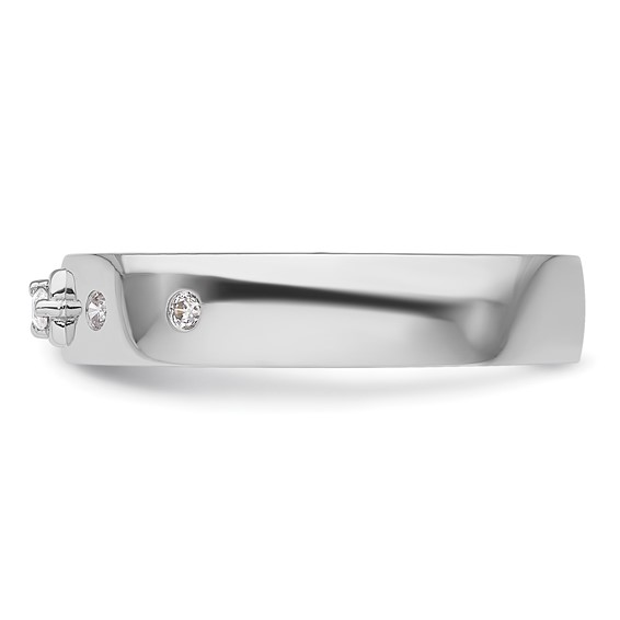 14k White Gold Diamond Mens Complete Wedding Band