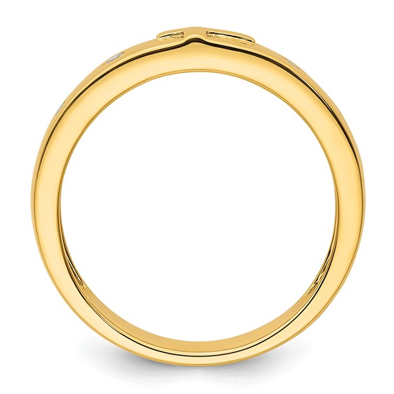 14k Cross Diamond Mens Complete Wedding Band