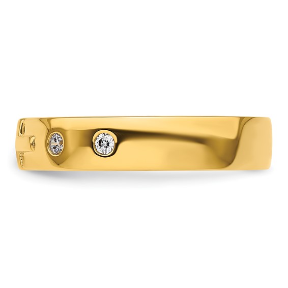 14k Cross Diamond Mens Complete Wedding Band