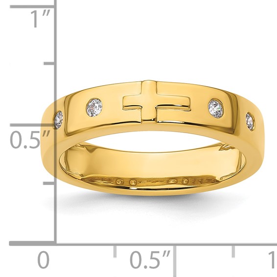 14k Cross Diamond Mens Complete Wedding Band