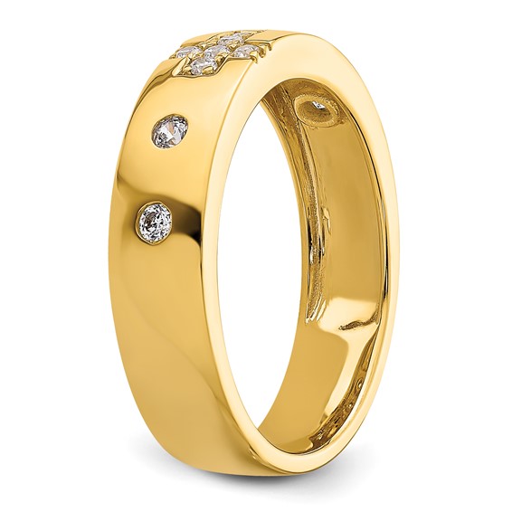 14k Cross Diamond Womens Complete Wedding Band