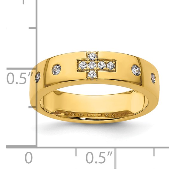 14k Cross Diamond Womens Complete Wedding Band