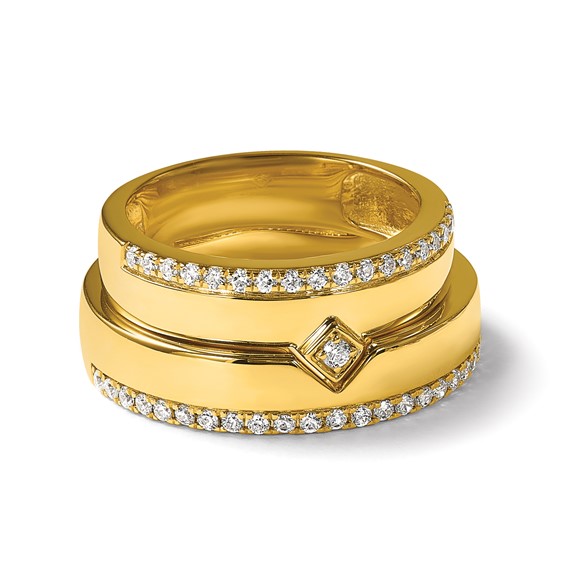 14k Diamond Womens Complete Wedding Band