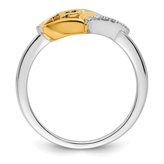14K Two-tone Polished Diamond Quinceanera 15 Heart Ring