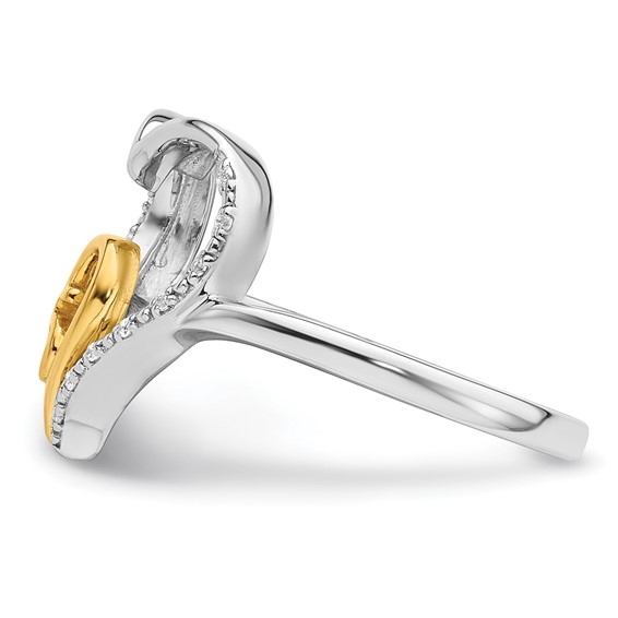 14K Two-tone Polished Diamond Quinceanera 15 Heart Ring